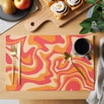 thumbnail image 2 of Pink Abstract Placemats Set of 6, Modern Geometric Distortion Texture Fluid Art Placemats for Dining Table, Place Mats for Kitchen Tabletop, Waterproof Wipeable Dining Table Mats Set, 2 of 9
