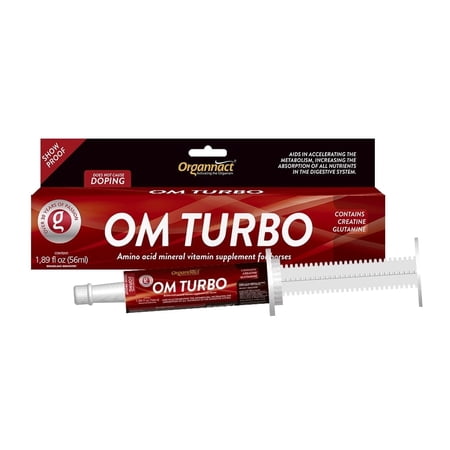Organnact OM TURBO - Comprehensive Equine Health Supplement - Supports Nutrition, Appetite, and Muscle Recovery - Non-Doping, Green Apple Flavor - 1.86 Fl oz