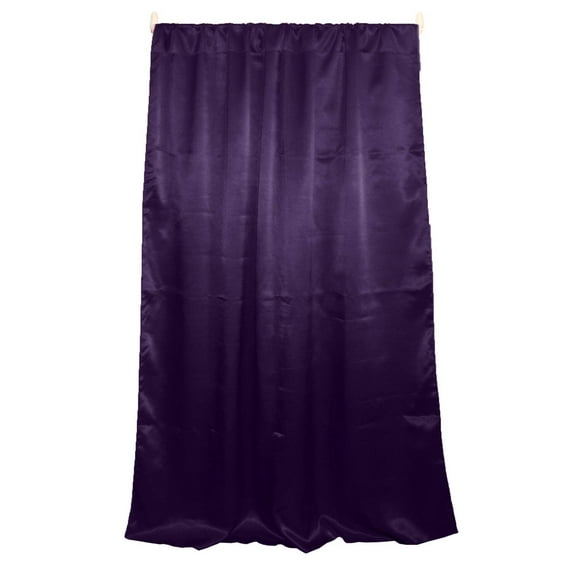 Shiny Satin Solid Single Curtain Panel Drapery 58 Inch Wide Plum