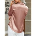 thumbnail image 6 of Zeagoo Silk Shirt for Women Smooth Satin Long Sleeve V Neck Casual Office Work Blouse Tunic Tops, 6 of 6