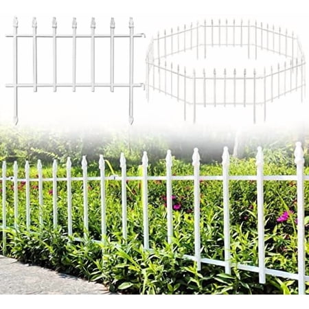 Metal Decorative Garden Fence 22" Wide x 18" High (5 Panels, Total Length 9.17 feet), Metal Border Folding Fence, Landscape Fencing for Flower Bed, Yard, Animal Barrier