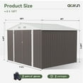 thumbnail image 7 of Aoxun 9.6’x 7.8’ Outdoor Storage Shed, Metal Garden Tool Shed with Lockable Door, Galvanized Steel Shed for Backyard, Lawn and Patio, Gray, 7 of 7