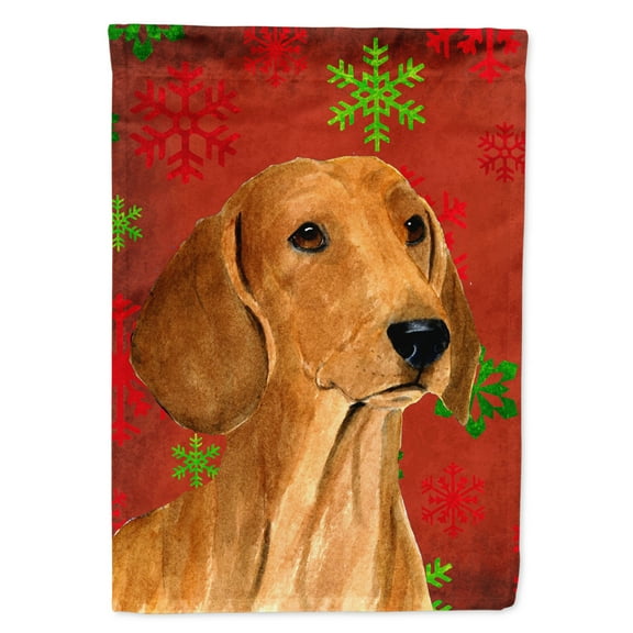 Carolines Treasures SS4694-FLAG-PARENT Dachshund Red and Green Snowflakes Holiday Christmas Flag  multicolor