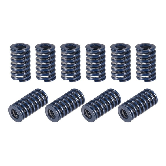 Uxcell Die Spring 10 Pack 8mm OD 15mm Long Spiral Stamping Light Load Compression Die Springs, Blue