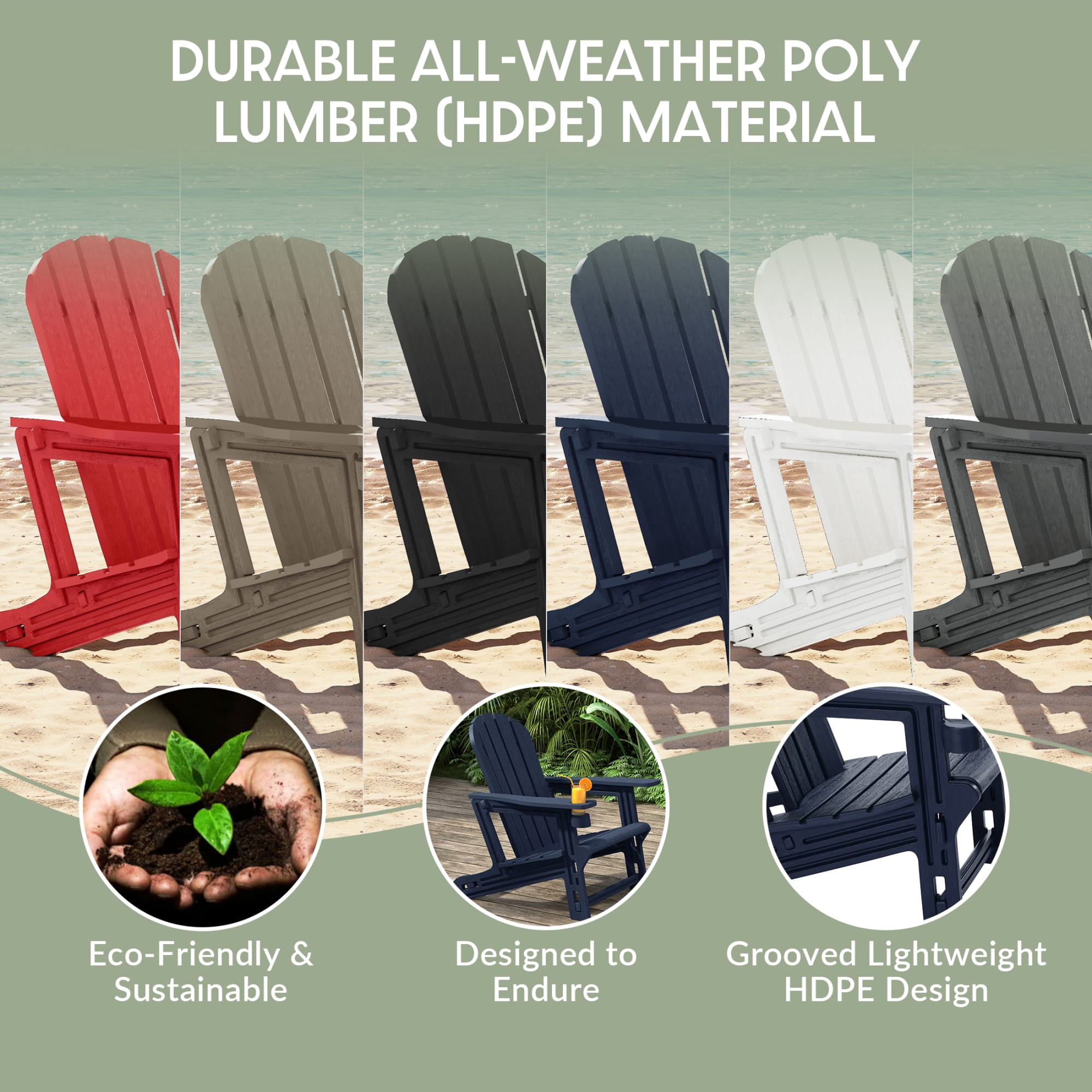 WestinTrends Tool-Free Assembly Outdoor Patio HDPE Plastic Adirondack Chair with Cup Holder, Navy Blue