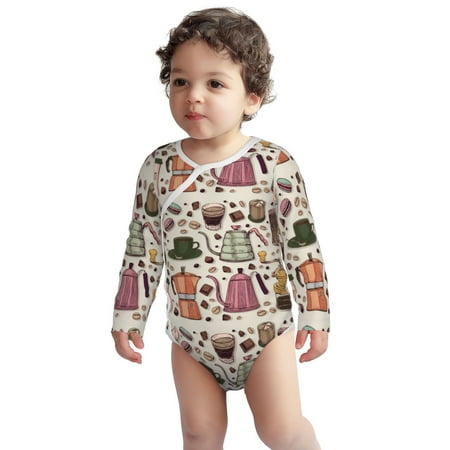 

Fotbe Vintage Coffee Pattern Unisex-baby Long-sleeve Bodysuit Long Sleeve Bodysuits One-piece 100% Organic Cotton for Infant Baby Boys Unisex-6 Months