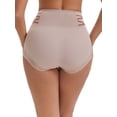 thumbnail image 3 of INSPIRE CHIC Women's High-Waisted Tummy Control Butt Lifting Briefs Lace Trim Comfortable and Breathable Panties M Light Brown, 3 of 6