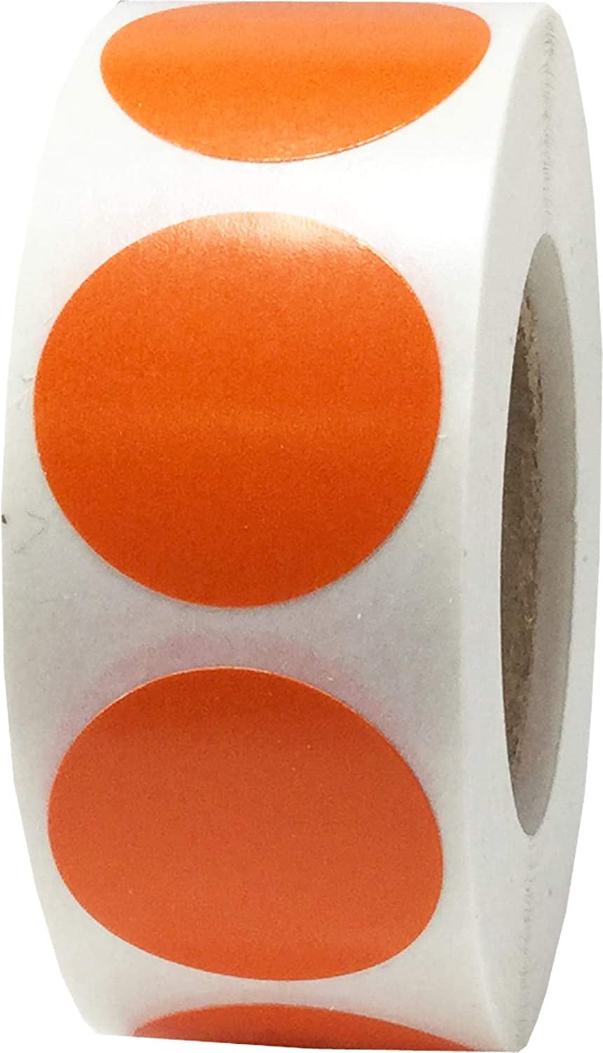Fluorescent Orange Color Coding Labels - 3 Inch Round Dots, 500 Stickers Per Roll