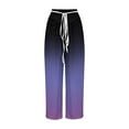 thumbnail image 3 of Bixock Summer Plus Size Pants for Women Print Drawstring High Waist Wide Leg Pants Loose Straight Legs Pants Workout Sport Loungewear Beach Vacation Casual Pants, 3 of 4