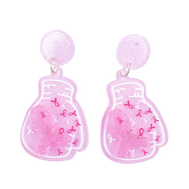 Stylish Earrings Ribbon Acrylic Fashion Jewelry for Women Cancer Awareness Edition Unique Idea Personal Accessory