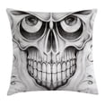 thumbnail image 1 of Day Of The Dead Decor Throw Pillow Cushion Cover, Scary Skull Face Angry Expression Festive Art Image, Decorative Square Accent Pillow Case, 20 X 20 Inches, Black White and Light Grey, by Ambesonne, 1 of 2