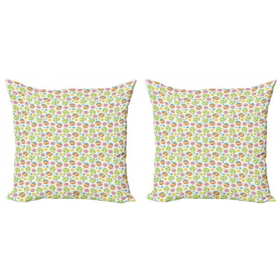 Ambesonne Easter Throw Pillow Cover 2 Pack, Patchwork Style Colorful, 20", Multicolor