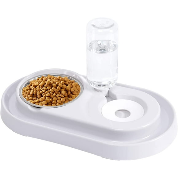 Jinsinto Automatic Double Dog Feeder Double Dog Bowl Removable Stainless Steel Automatic Dog Feeder Automatic Cat Feeder Automatic Cat Feeder for Small or Medium Dog Cat (Gray)