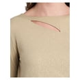 thumbnail image 3 of VINCE CAMUTO Womens Gold Cut Out Glitter Long Sleeve Crew Neck Top M, 3 of 3