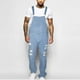 thumbnail image 1 of Pantalones largos de mezclilla para hombre, estilo casual, a la moda, lisos, con bolsillo en el pecho, lavados y rotos, con pechera, pantalones largos tipo cargo., 1 of 8