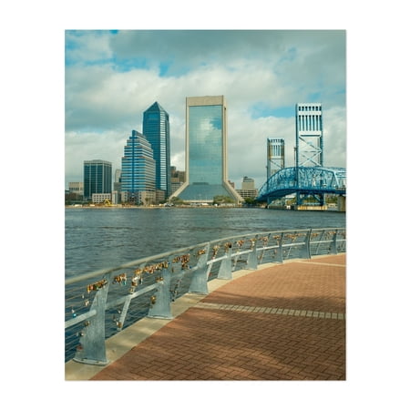 Downtown Jacksonville Skyline 02 - Jacksonville Florida Photography Skyline Cityscape Bridge Architecture Travel Poster Unframed Wall Art Print 8 x 10 inches