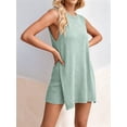thumbnail image 5 of Jaimenalin Women'S Summer Sleeveless Casual Sweater Fit Tunic Tops and Shorts 2 Piece Beach Vacation Outfits Lake Green M, 5 of 8