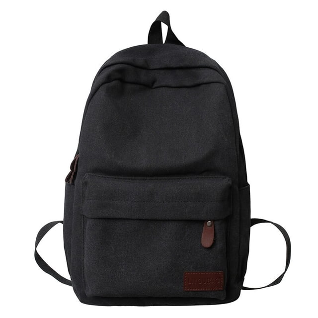 Mochilas de lona de color negro liso, bolsas de ocio o viaje de 100% algodón, paquetes de gran capacidad Unisex, mochilas escolares sencillas a la moda Fivean unisex