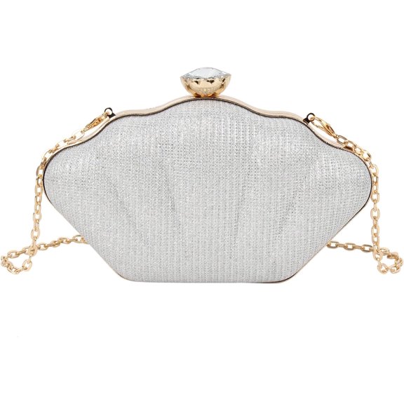 LinYooLi Seashell Evening Clutch Handbags Shell Shape Crossbody Shoulder Bag Clear Purse