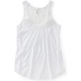 thumbnail image 1 of Aeropostale Womens Solid Lacey Neckline Back Tank Top, blanco, grande Aeropostale Camiseta sin mangas, 1 of 2