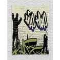 thumbnail image 1 of Hip Hop Tapestry, Underground Hip Hop Grafitti Art on Building Walls Theme Grungy Background Print, Wall Hanging for Bedroom Living Room Dorm Decor, 60W X 80L Inches, Multicolor, by Ambesonne, 1 of 2