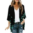 thumbnail image 2 of Kimono Cardigans for Women 3/4 Sleeve Lightweight Floral Print Summer Tops Boho Vacation Beach Outfits Loose Casual Swimwear Cover Ups Flowy Fashion Going Out Tops Last Placed Track, 2 of 5