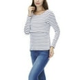 thumbnail image 5 of Edvintorg Maternity Shirts Women Nursing Shirts for Breastfeeding Fashion Stripe Printing Round Neck Long Sleeve Casual Maternity Clothes Fall/Winter Pregnancy Shirts, 5 of 5