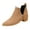 Beige, variant on Women's Ankle Boots Slip on Leather Cutout Pointed Toe Studed Chunky Stacked Low Heel Short Booties