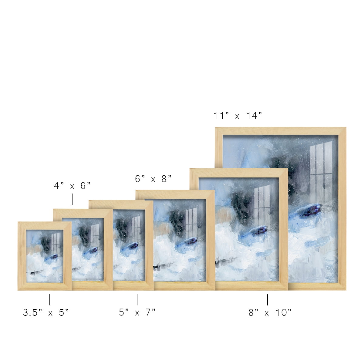 Welle II - Framed Print w/glass - Natural Wood