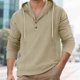 thumbnail image 1 of Ceisia Men's Oversize Hooded Half-Placket Flax Long-Sleeve Top Multi-Solid for Spring/Summer Gift, 1 of 6