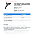 thumbnail image 2 of Front Right Lower Control Arm and Ball Joint Assembly - Compatible with 2005 - 2012 Toyota Avalon 2006 2007 2008 2009 2010 2011, 2 of 2