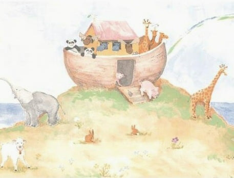 879260 Pastel Noah's Ark and Crew Wallpaper Border SL8330b
