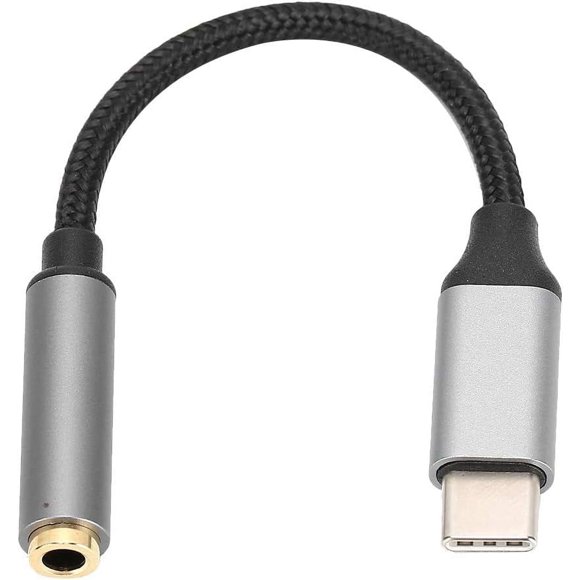 USB C to 3.5mm Audio Adapter, Type C to 3.5mm Female Headphone Jack Adapter, USB C to Aux Audio Dongle Cable Cord for TypeC Phones, Nylon Braid More