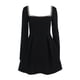 thumbnail image 4 of Mini vestido de manga larga para mujer - Vestido corto con cuello cuadrado perlado y volantes en el dobladillo, vestido elegante para novias y fiestas, mezcla de poliéster, 4 of 7