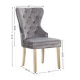 thumbnail image 3 of Foredo Velvet Dining Chairs Set of 2, Elegant Upholstered Side Chair with Tufted Back and Solid Wood Legs, Kitchen Chairs for Dining Room Living Room, Light Gray, 3 of 8