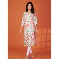 thumbnail image 3 of Peach & Off-White Floral Printed & Embroidered Long Kurta in Viscose, 3 of 5