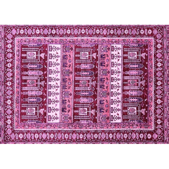 Ahgly Company Indoor Rectangle Abstract Pink Modern Area Rugs, 6' x 9'
