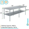 thumbnail image 3 of AmGood 36 in. x 96 in. Stainless Steel Table | Metal Utility Kitchen Prep Work Table | NSF, 3 of 8