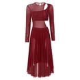 thumbnail image 4 of YONGHS Lyrical Dance Costume for Women Sheer Mesh Cutout Modern Contemporary Dance Long Dress Burgundy M, 4 of 7