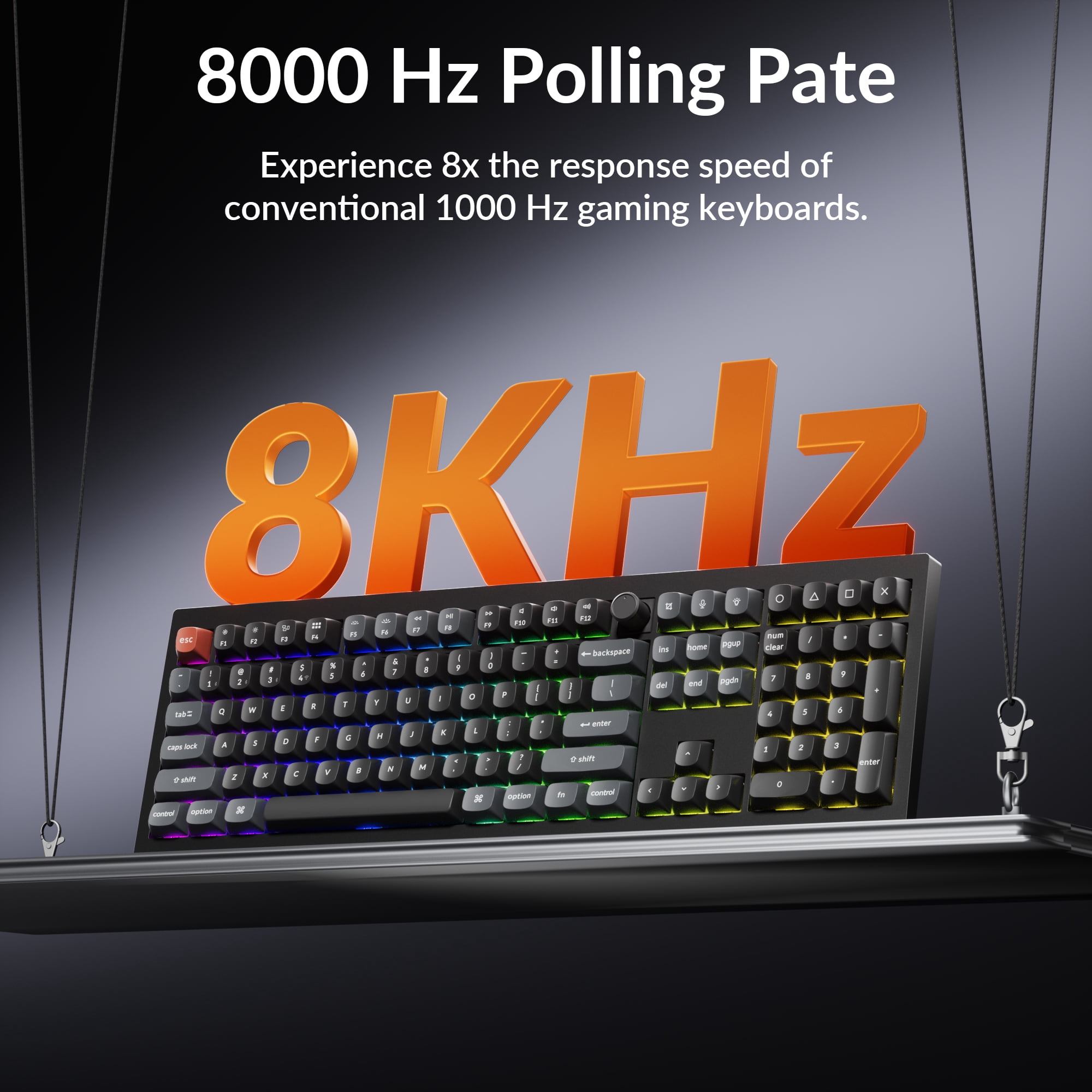 Keychron V6 Ultra 8K Full Size Wireless Mechanical Keyboard, 8000Hz, Hot-Swappable Red Switch, RGB Backlight, PBT Keycaps, 2.4GHz/Bluetooth/Wired, QMK/VIA, for Windows macOS Linux– Black