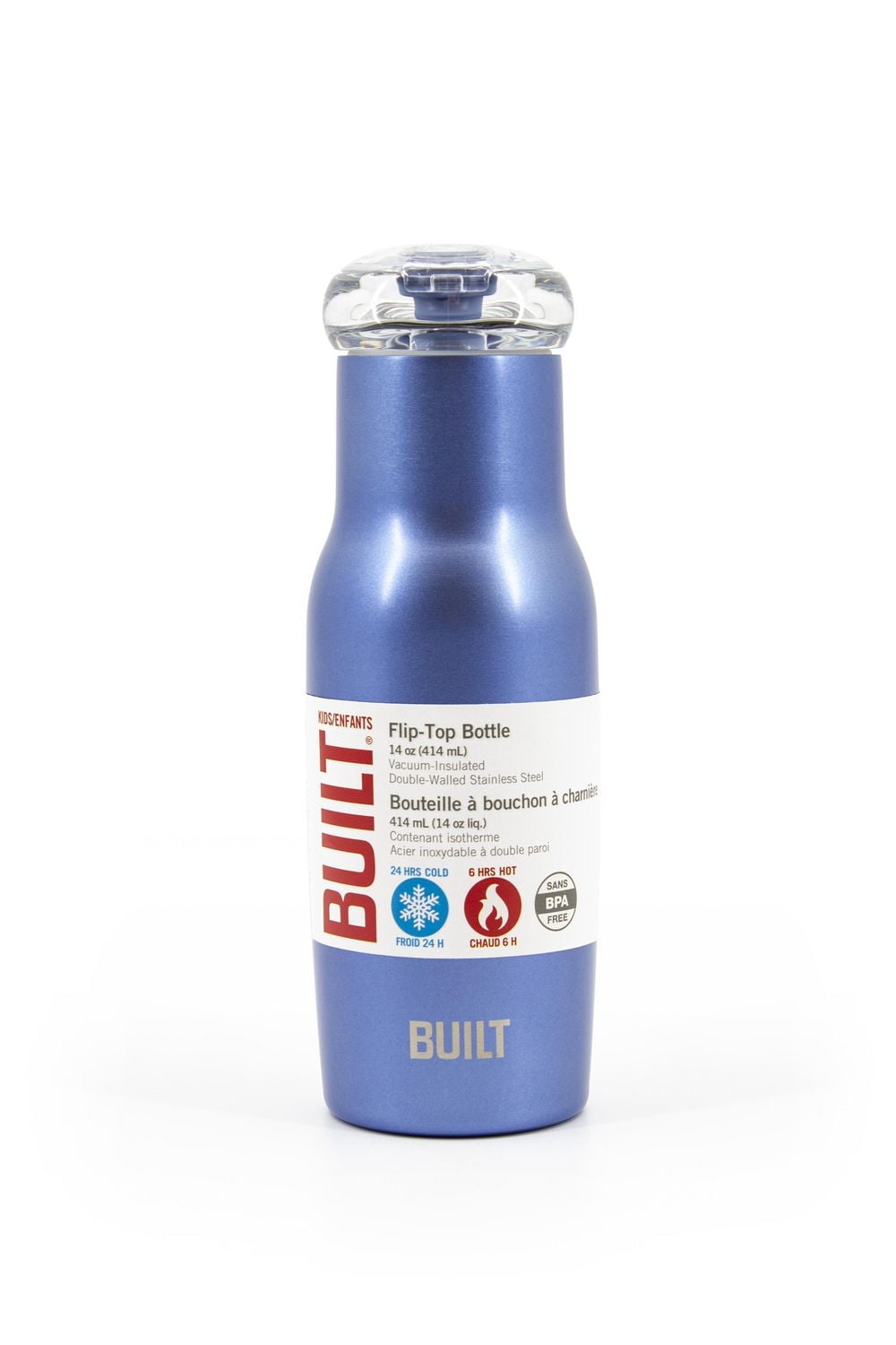 Built 14oz Double Walled Tritan Flip Top Mug Blue