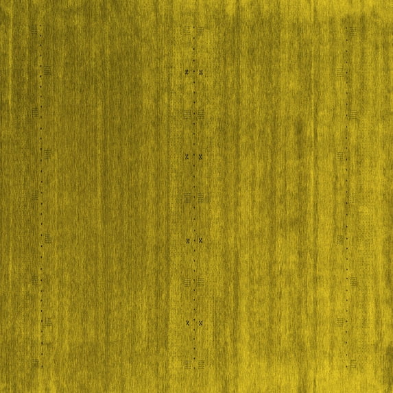 Ahgly Company Indoor Square Abstract Yellow Contemporary Area Rugs, 7' Square