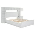 thumbnail image 5 of JAMPOOCA Kids Queen Size Bookcase Headboard Wood Platform Beds with Trundle, White, 5 of 9