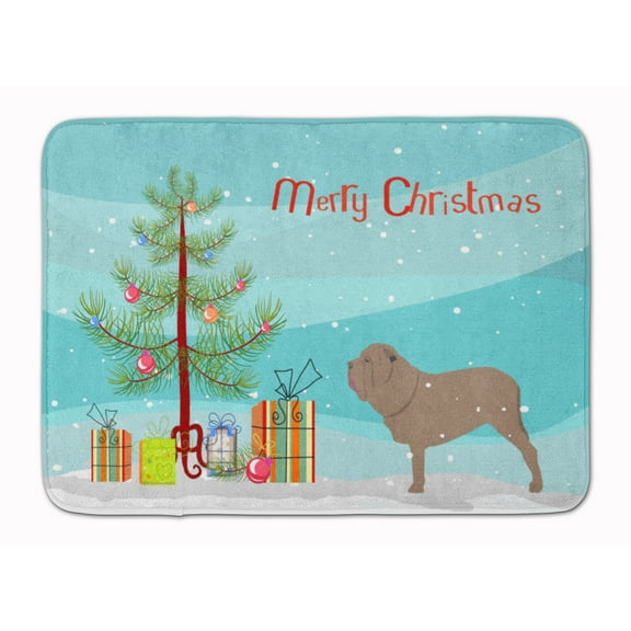 Neapolitan Mastiff Merry Christmas Tree Machine Washable Memory Foam Mat
