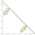 thumbnail image 2 of 7.6mm 925 Sterling Silver With Rose and Gold-tone Flip Flops Plus 1in Extension Anklet 9 Inch Anklet for Women, 2 of 2