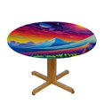 thumbnail image 3 of BCIIG Mountain Range Rainbow Sky Stars Round Table Cover Stain Resistant Washable Indoor Outdoor Tablecloth Kitchen Dining Wedding Parties 100% Polyester Full Width Single-Sided Printing 38"-42, 3 of 8