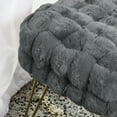 thumbnail image 4 of Home Soft Things Fox Faux Fur Pouf Stool Ottoman - Cloudburst - 17x17x17", 4 of 5