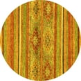 thumbnail image 1 of Ahgly Company Indoor Round Abstract Yellow Modern Area Rugs, 3' Round, 1 of 4