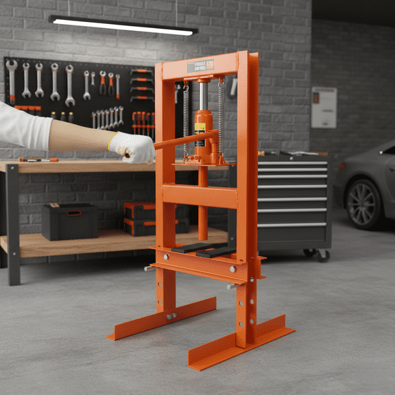 6 Ton Hydraulic Shop Press, H-Frame Heavy Duty Garage Floor Press for Bearing, Bushing, Ball Joint Removal & Metalworking | Adjustable Work Table & Press Plates | 12K LBS Capacity, 12000 PSI Jack