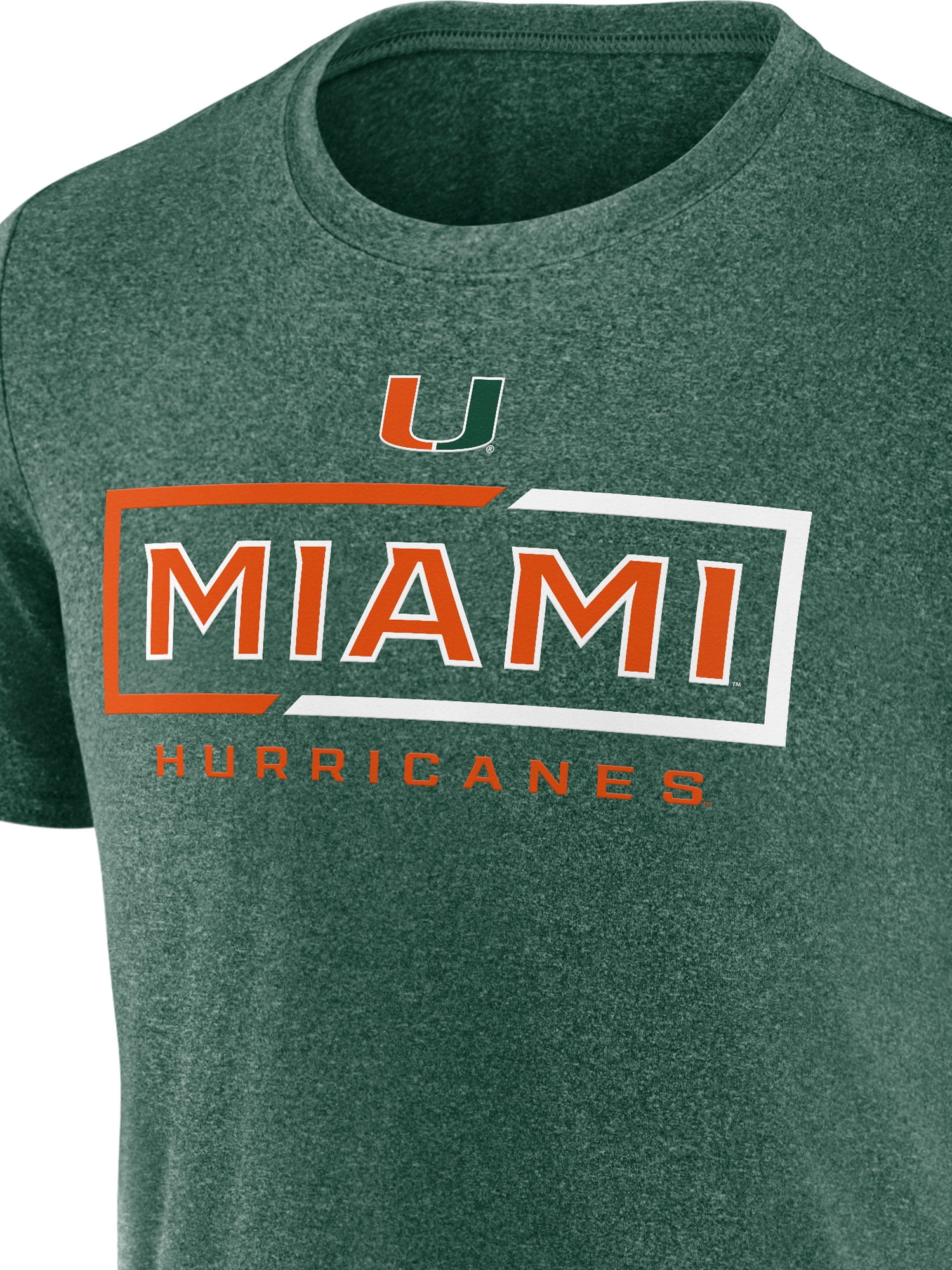 NCAA Miami Hurricanes Men's Synthetic Green Heather Short Sleeve T-Shirt